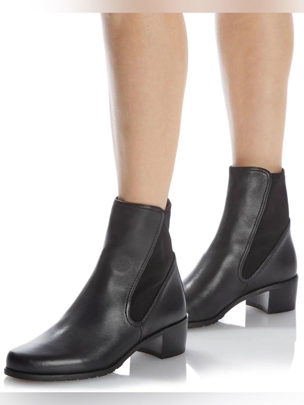 Stuart Weitzman Lynelle Block Heel Leather Booties in Black
